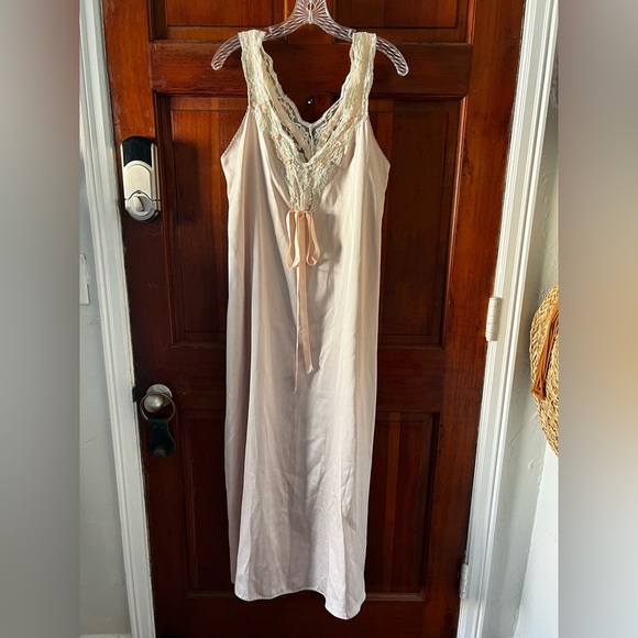 Vintage Alice Maloof Satin Nightgown Slip Dress – Pink Lace Trim Lingerie Medium - Picture 10 of 11